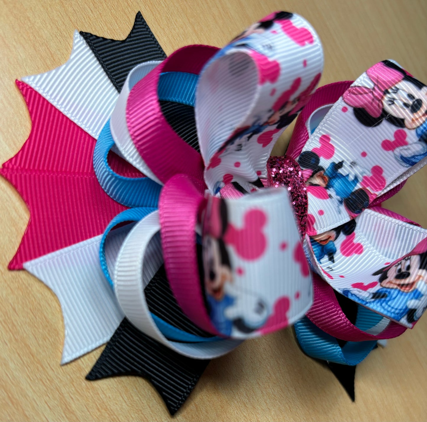 Minnie Mouse Pink and Turquoise Inspired Bow