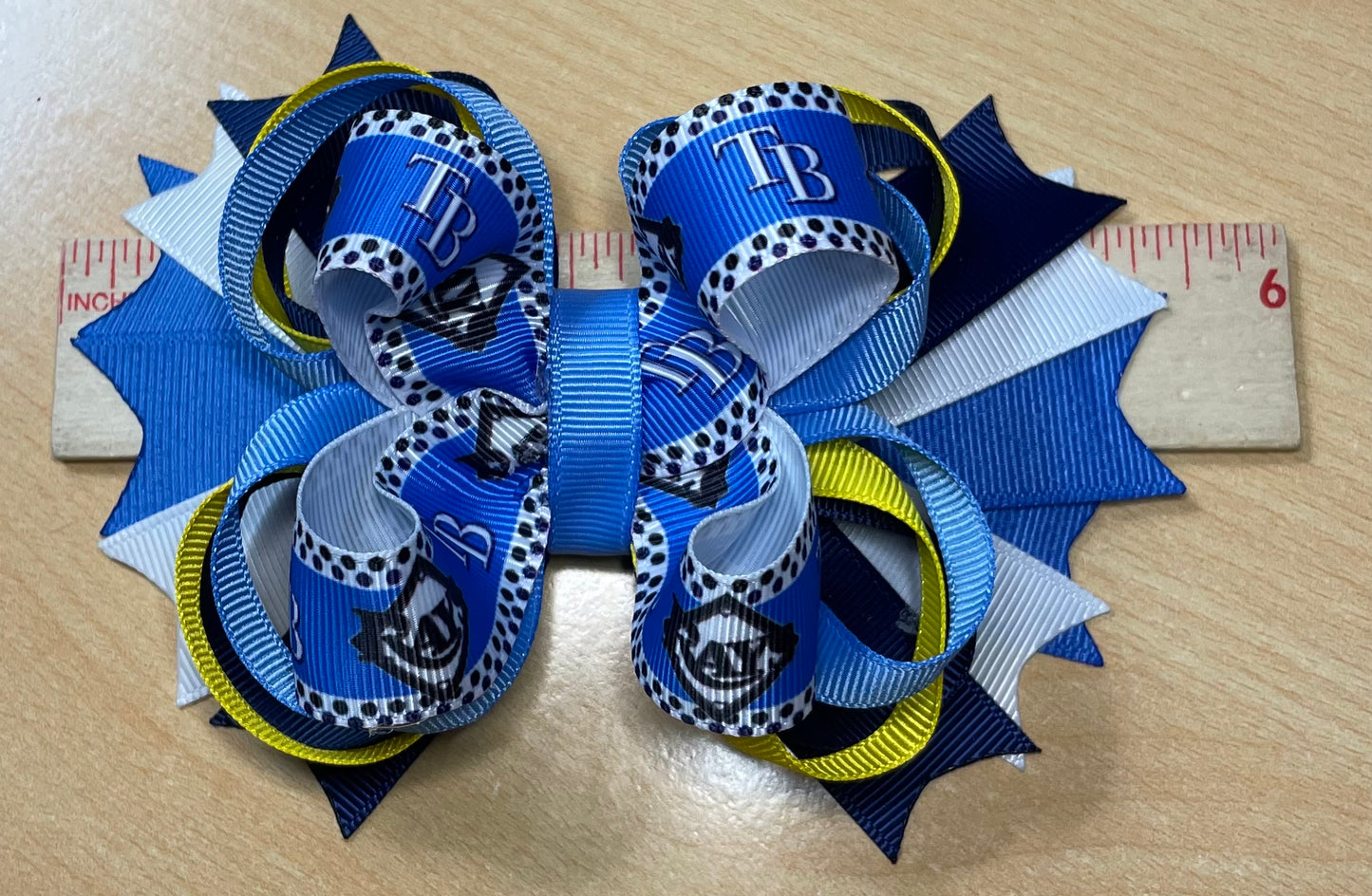 Tampa Bay Rays Hair Bow Baseball Inspired