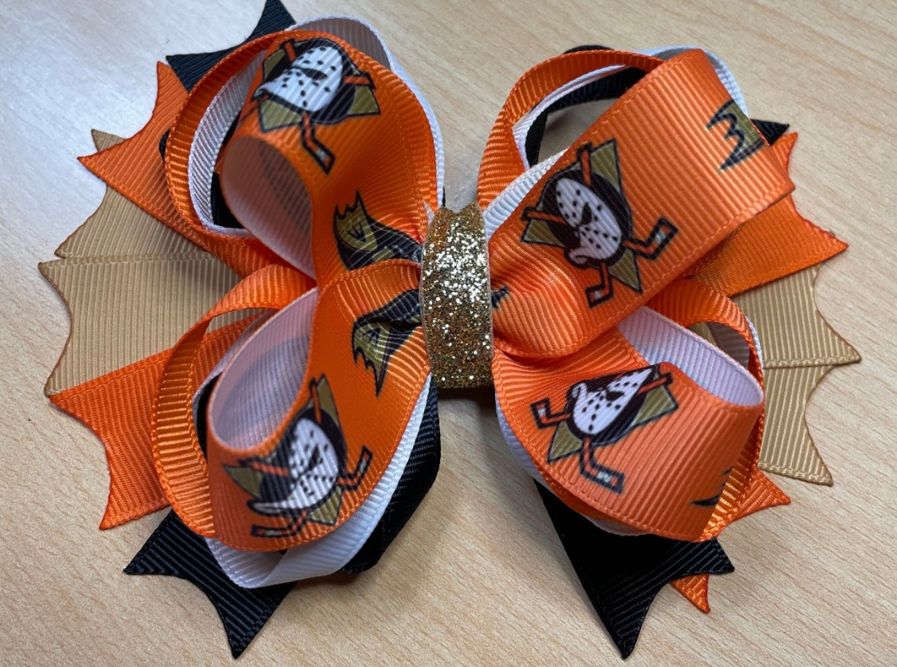 Anaheim Ducks Inspired Hockey Bow