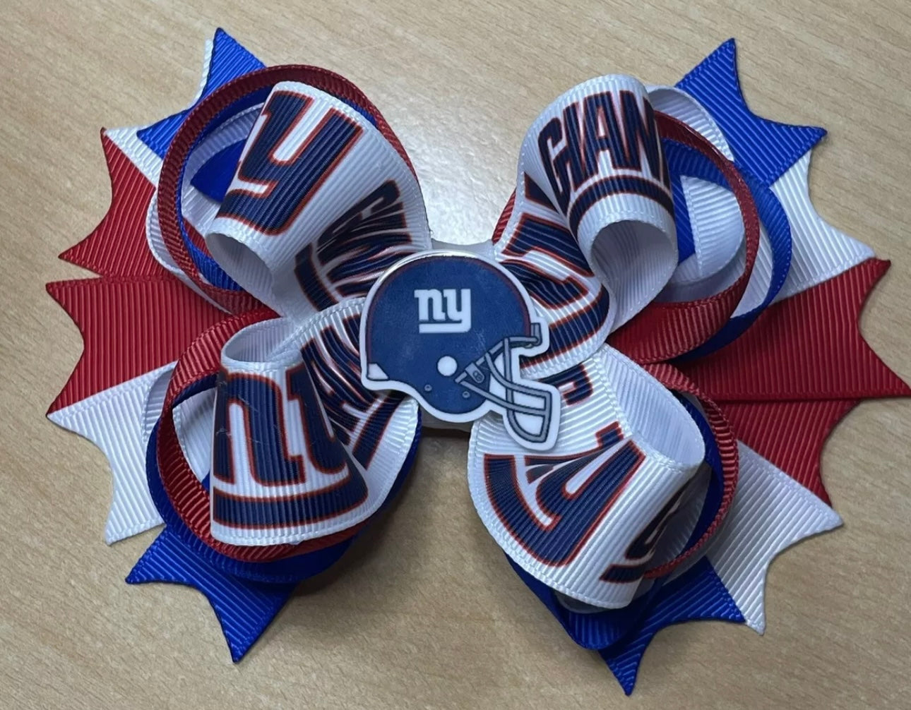 New York Giants Football Inspired Hair Bow