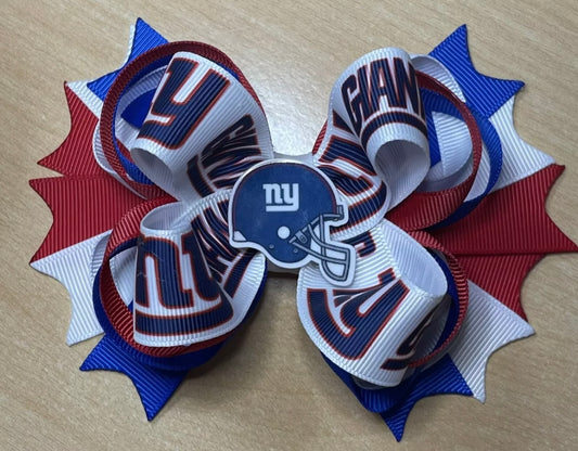 New York Giants Football Inspired Hair Bow