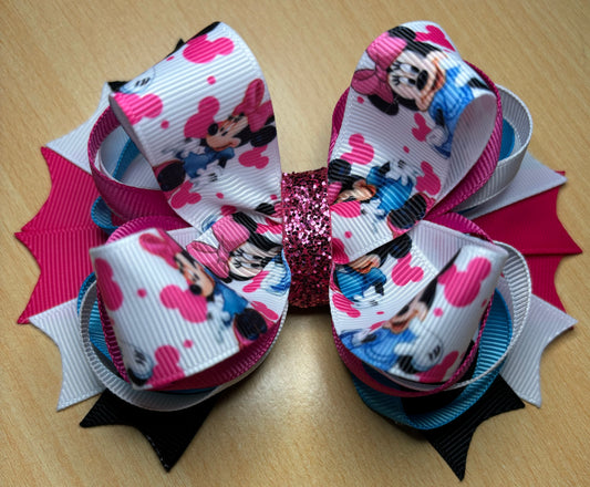 Minnie Mouse Pink and Turquoise Inspired Bow