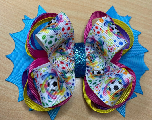 Colorful Soccer Hair Bow