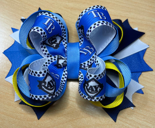 Tampa Bay Rays Hair Bow Baseball Inspired