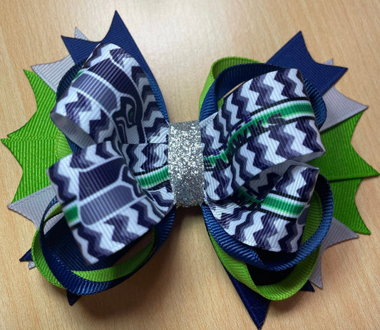 Seattle Seahawks Football Inspired Hair Bow