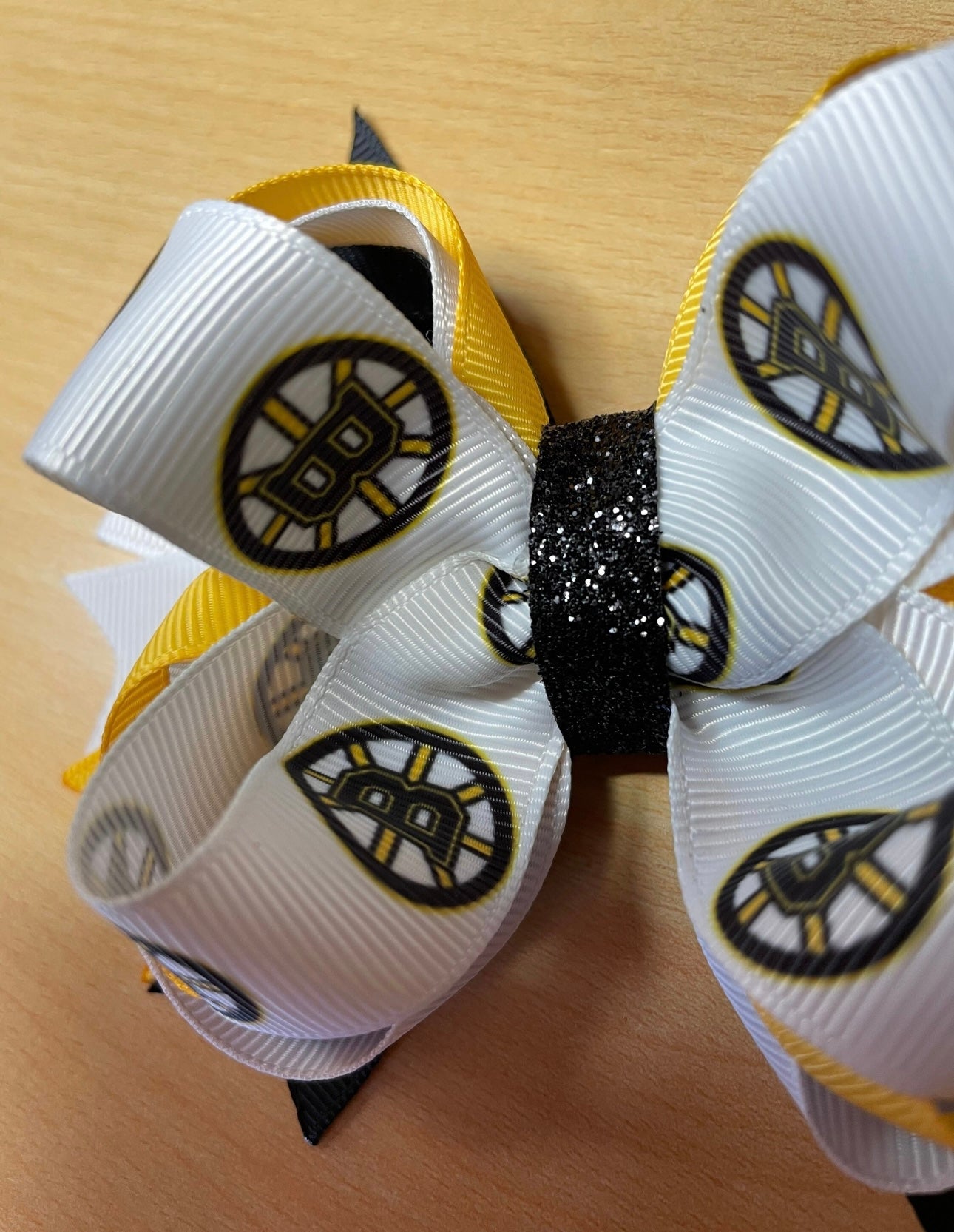 Boston Bruins Hockey Inspired Hair Bow