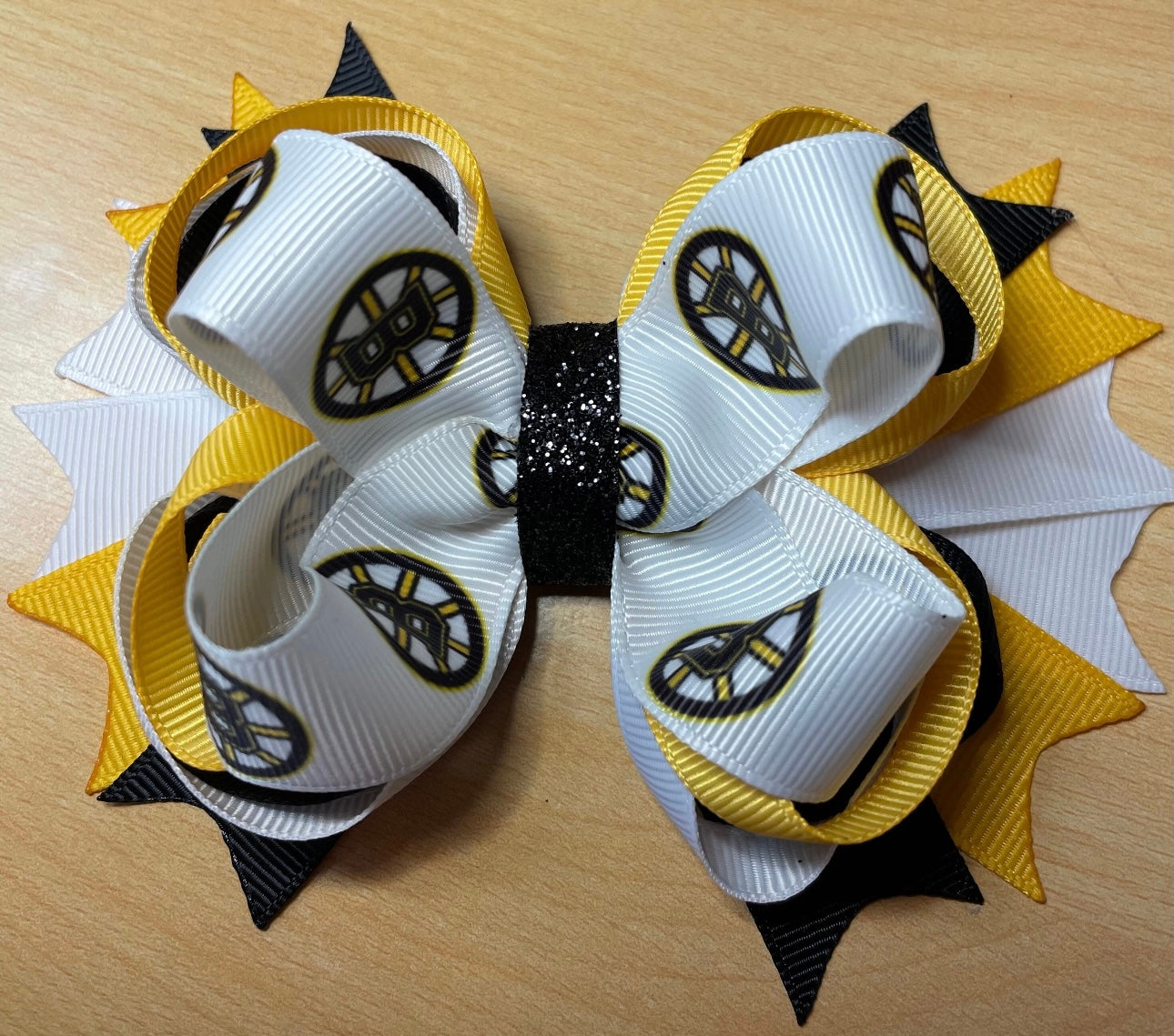 Boston Bruins Hockey Inspired Hair Bow