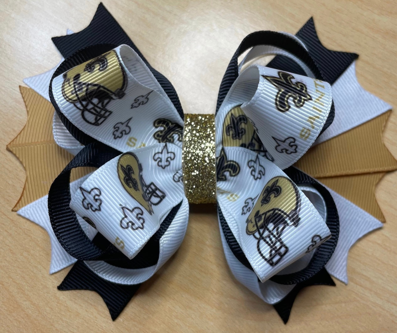 New Orleans Saints Football Inspired Hair Bow