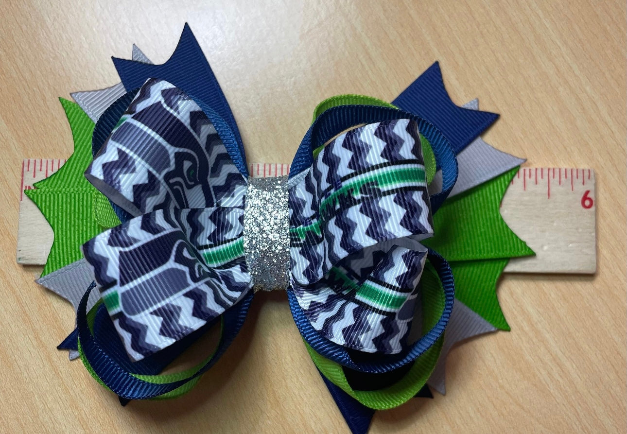 Seattle Seahawks Football Inspired Hair Bow