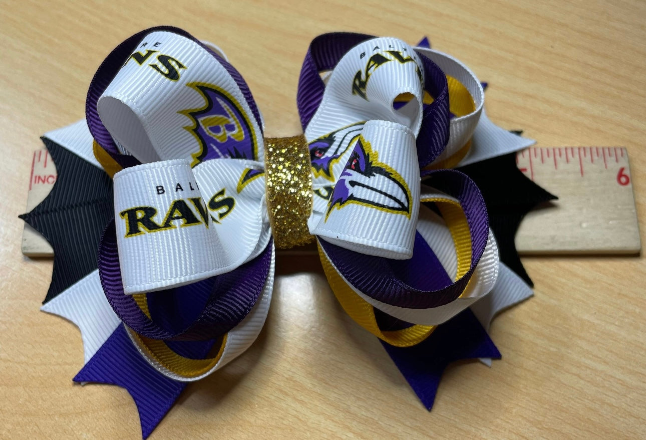 Baltimore Ravens Football Inspired Hair Bow