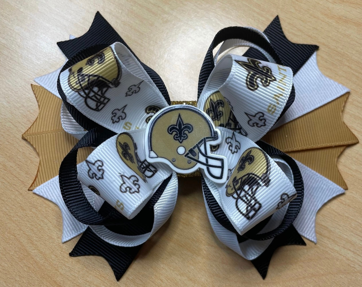 New Orleans Saints Football Inspired Hair Bow