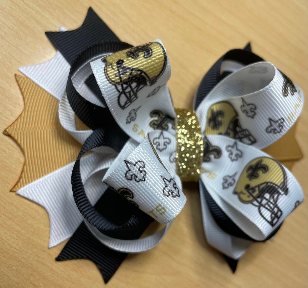 New Orleans Saints Football Inspired Hair Bow