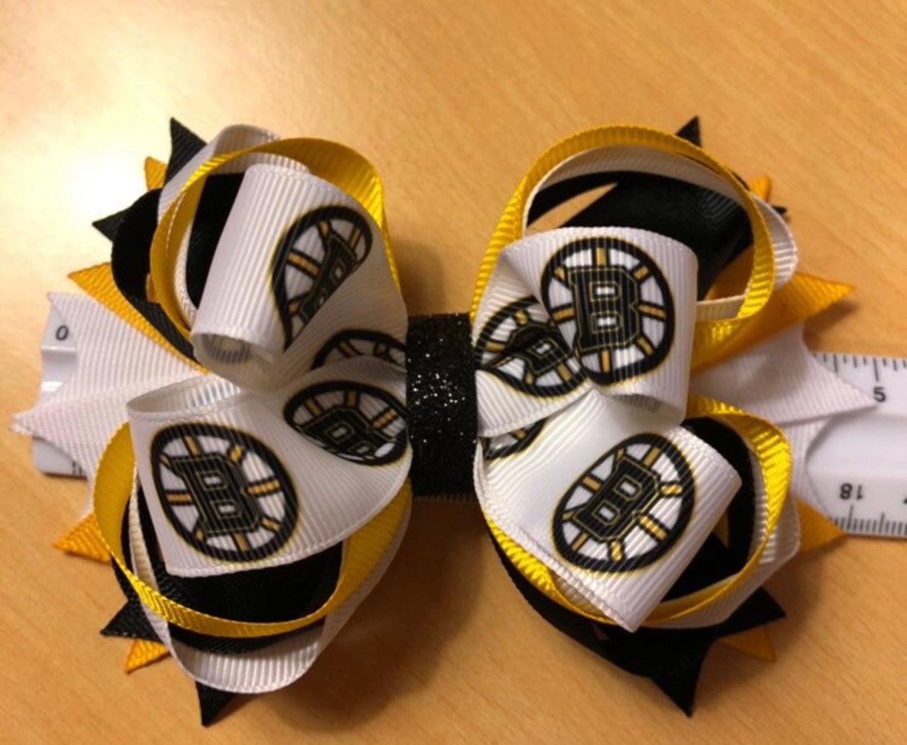 Boston Bruins Hockey Inspired Hair Bow