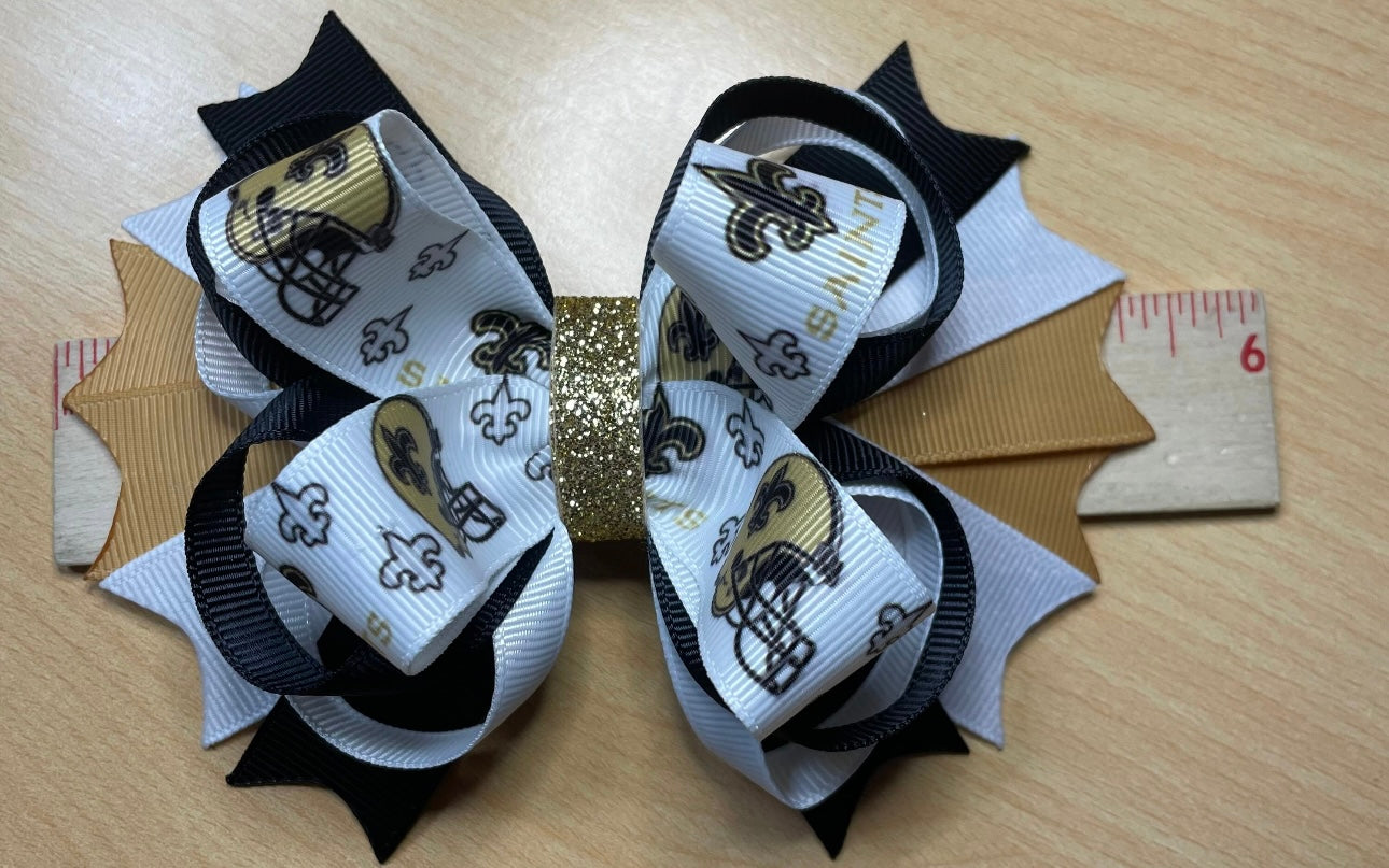 New Orleans Saints Football Inspired Hair Bow