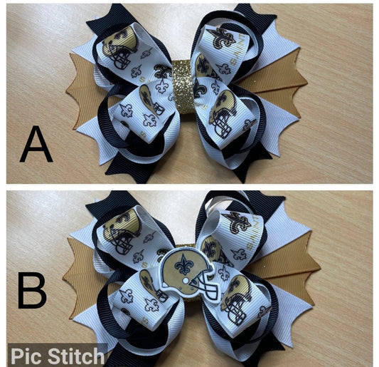 New Orleans Saints Football Inspired Hair Bow