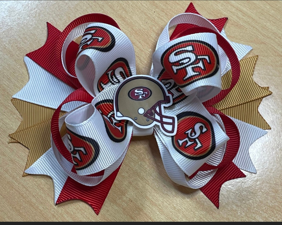 San Francisco 49’ers Football Inspired Hair Bow