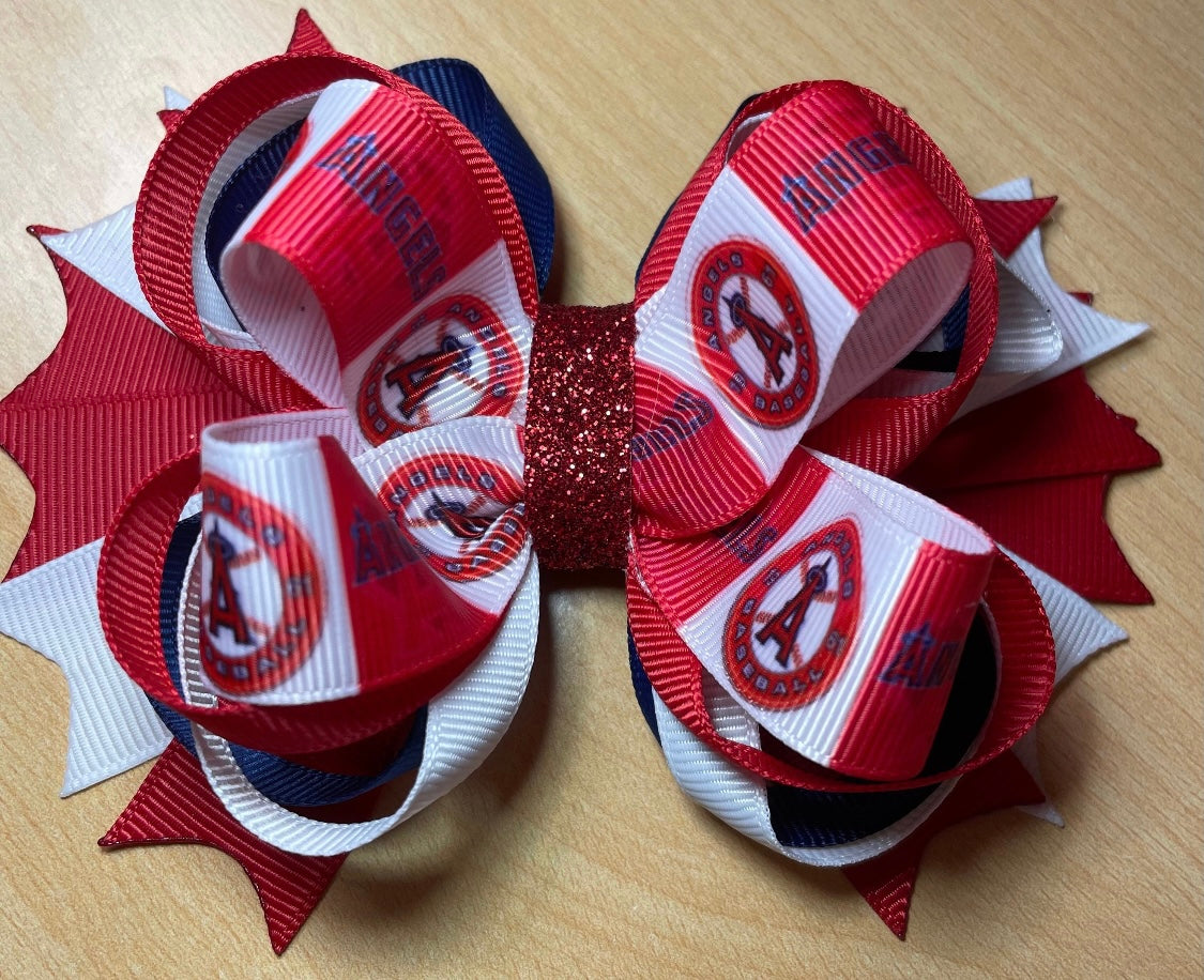 Los Angeles Angels of Anaheim Baseball Inspired Hair Bow