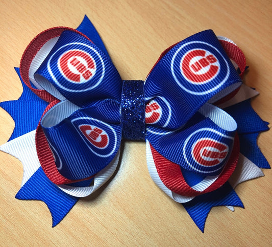 Chicago Cubs Baseball Inspired Hair Bow