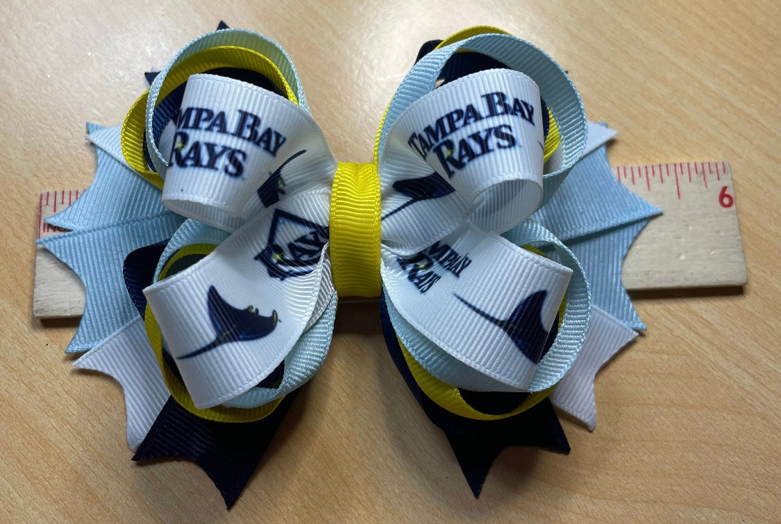 Tampa Bay Rays Baseball Inspired Hair Bow