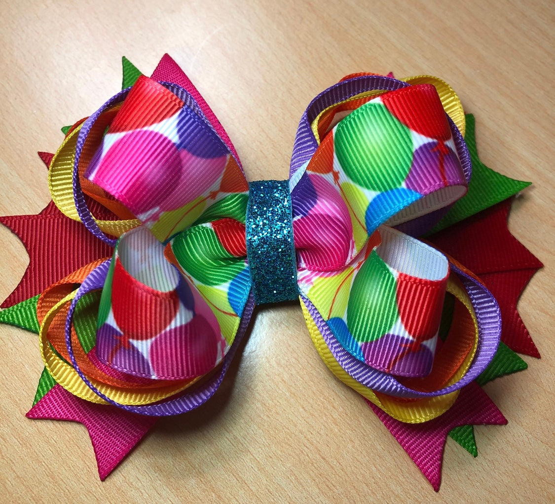 Balloons Happy Birthday Party Inspired Hair Bow