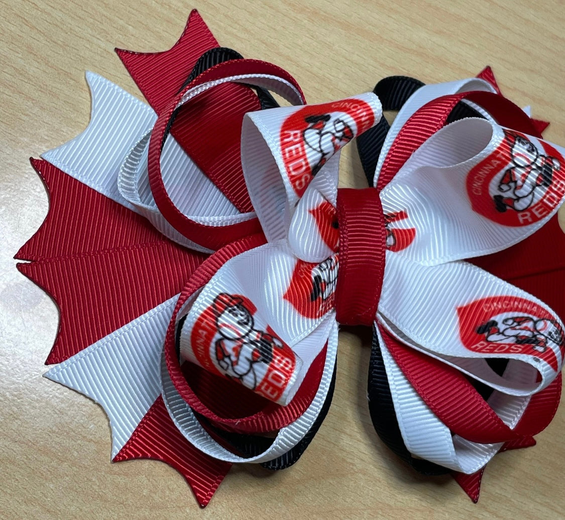 Cincinnati Reds Baseball Inspired Hair Bow