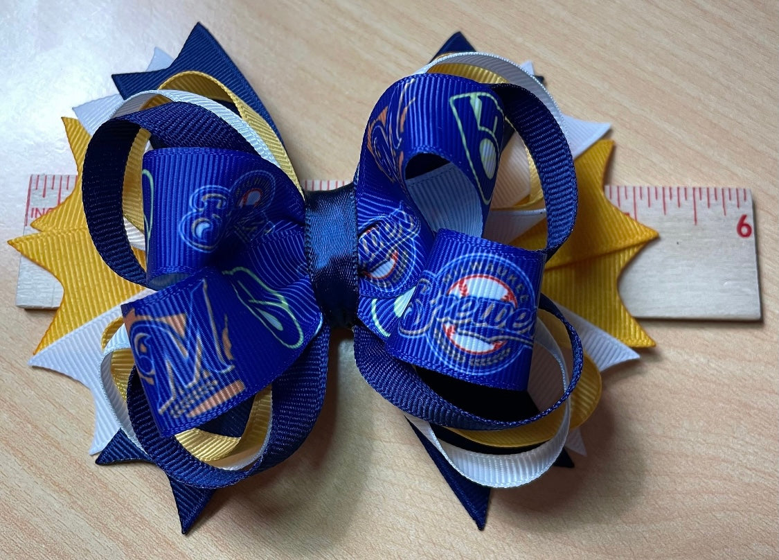 Milwaukee Brewers Baseball Inspired Hair Bow