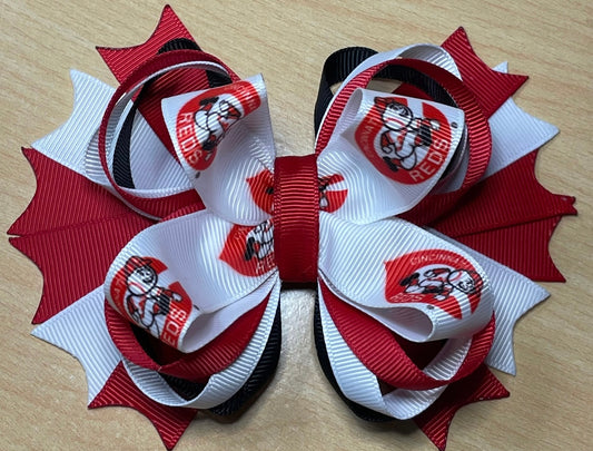 Cincinnati Reds Baseball Inspired Hair Bow