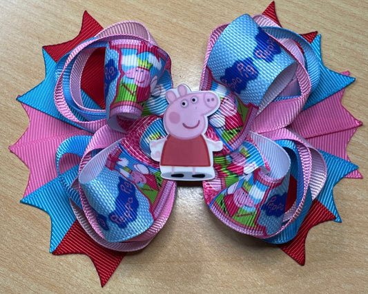 Peppa Pig Inspired Hair Bow