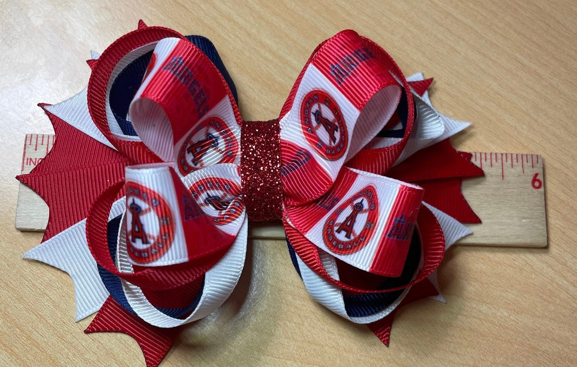 Los Angeles Angels of Anaheim Baseball Inspired Hair Bow