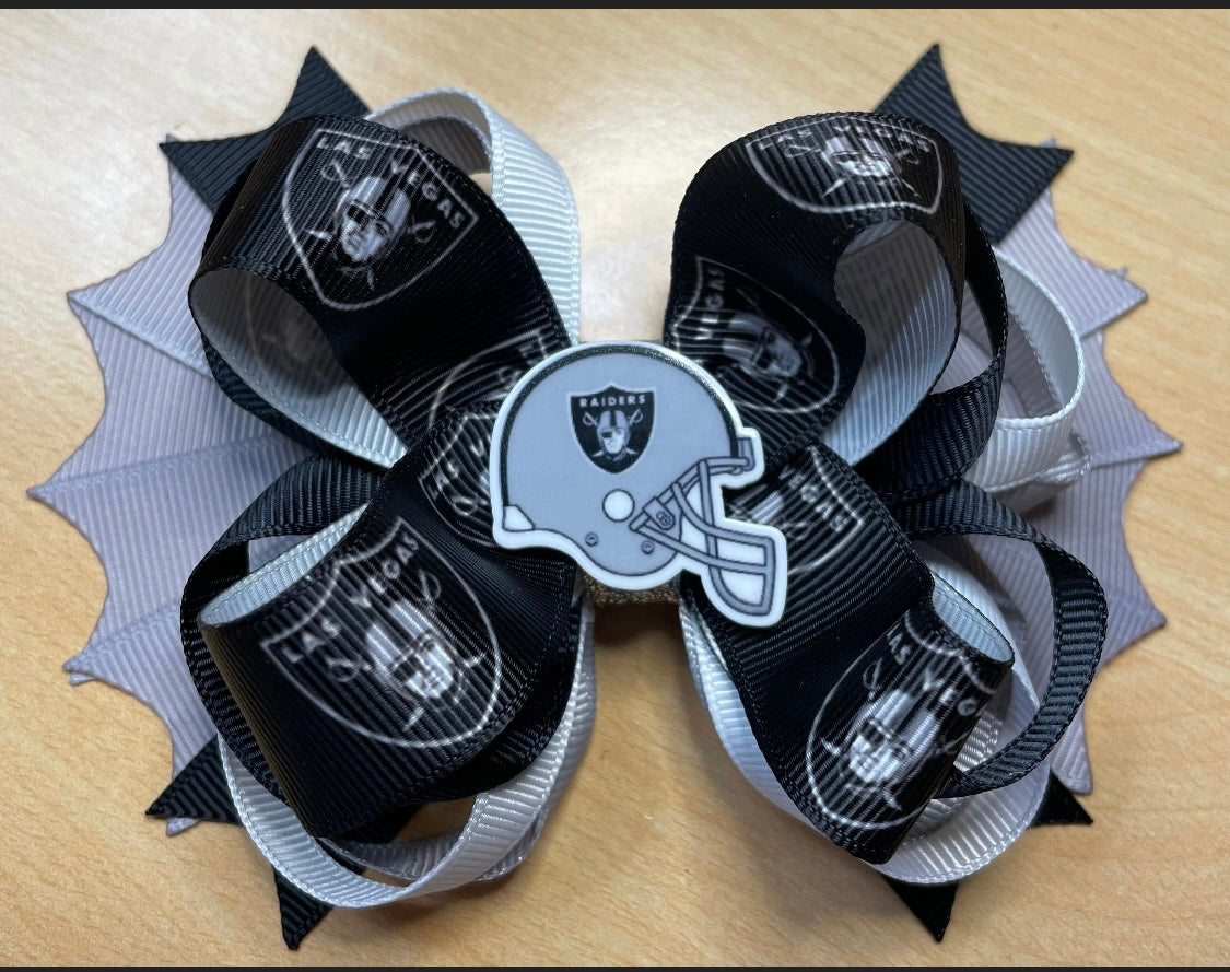 Las Vegas Raiders Football Hair Bow