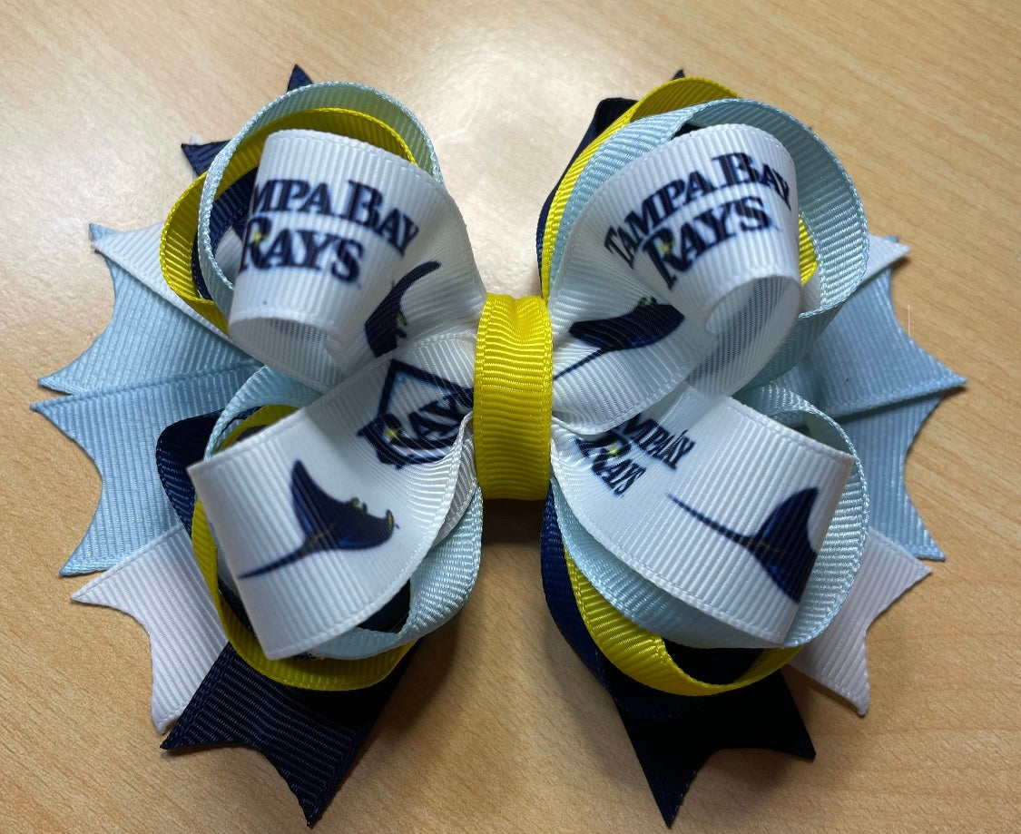 Tampa Bay Rays Baseball Inspired Hair Bow