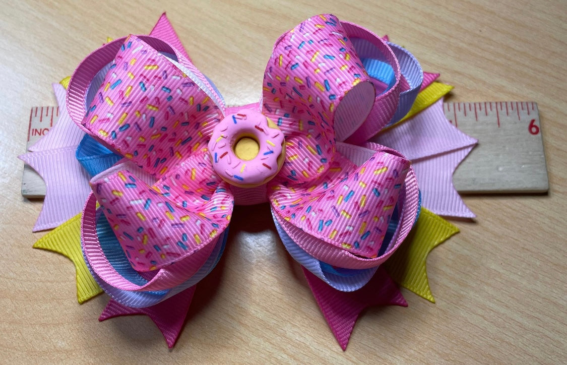 Sprinkle Pink Donut Hair Bow