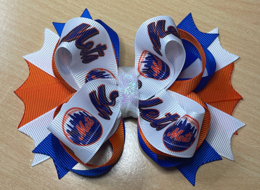 Mets Baseball Inspired Hair Bow