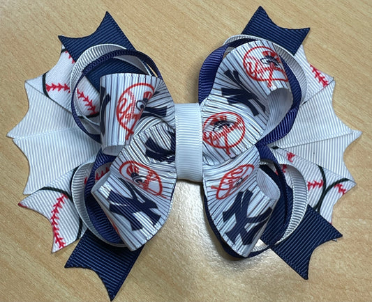 Yankees Baseball Inspired Hair Bow