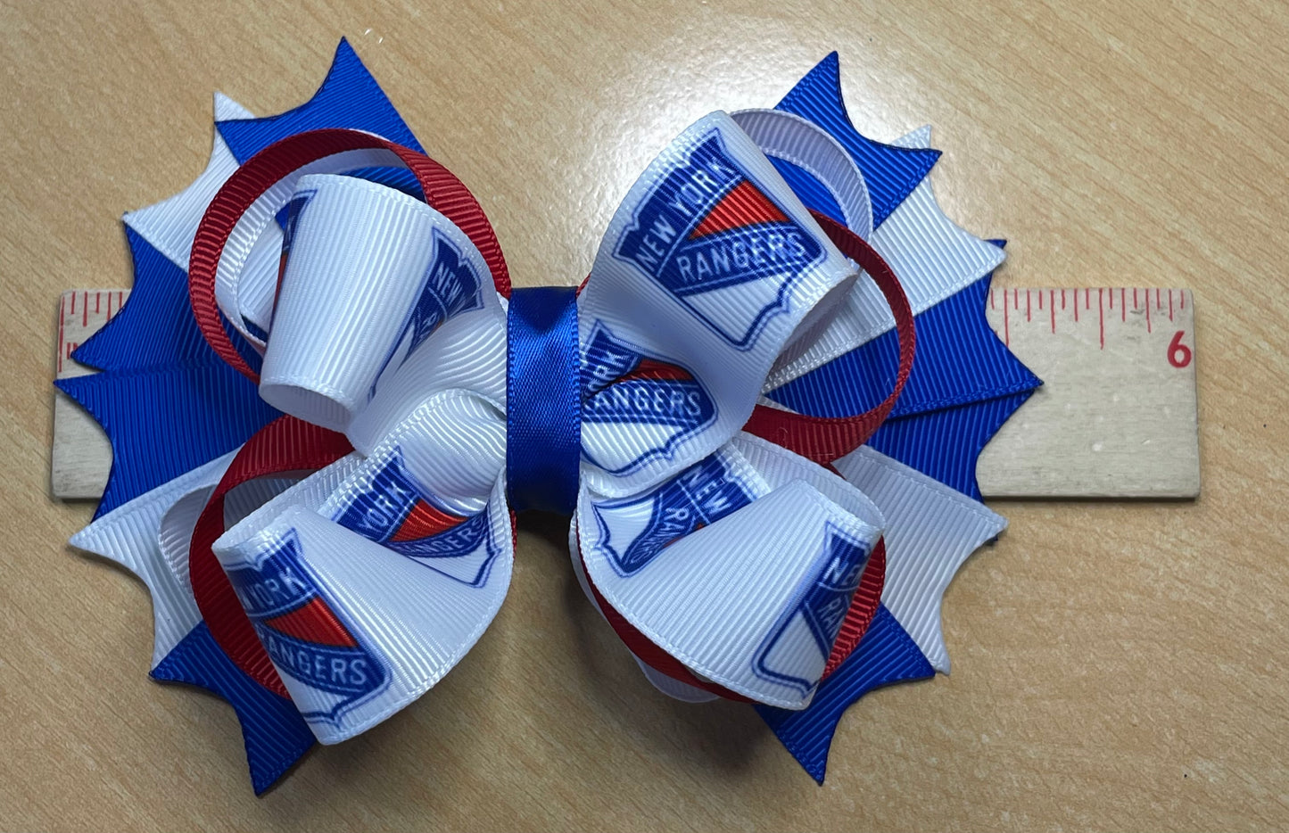 New York Rangers Hockey Inspired Hair Bow