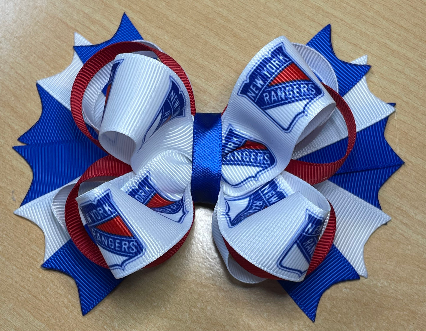 New York Rangers Hockey Inspired Hair Bow